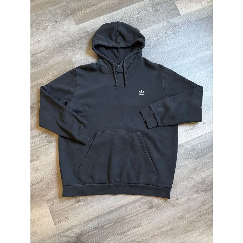 Adidas Essentials Black Trefoil Pullover Hoodie 2XL Athleisure Gym Workout